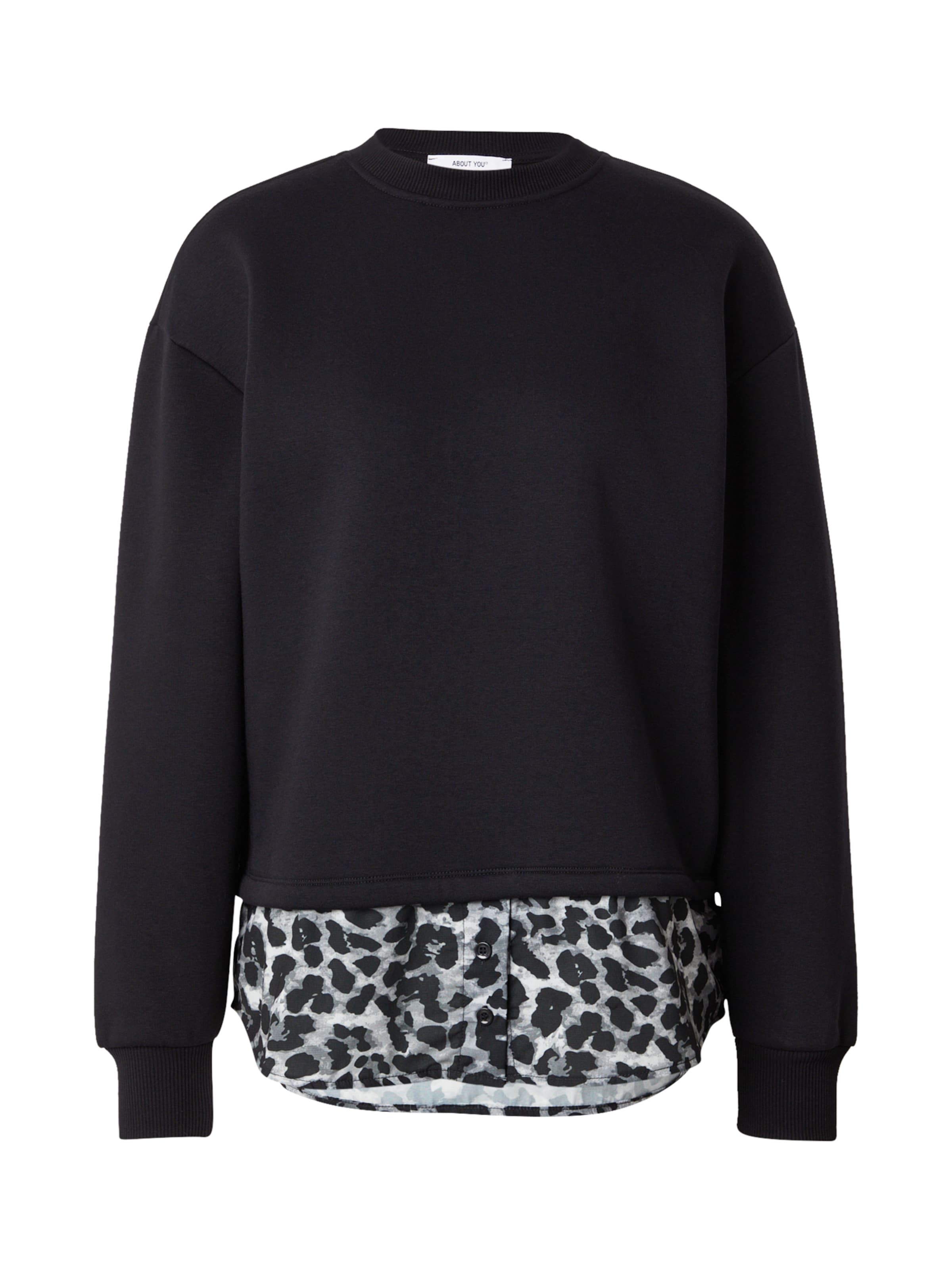 

ABOUT YOU Свитшот 'Presley' в сером и черном цветах, Черный, ABOUT YOU Свитшот 'Presley' в сером и черном цветах