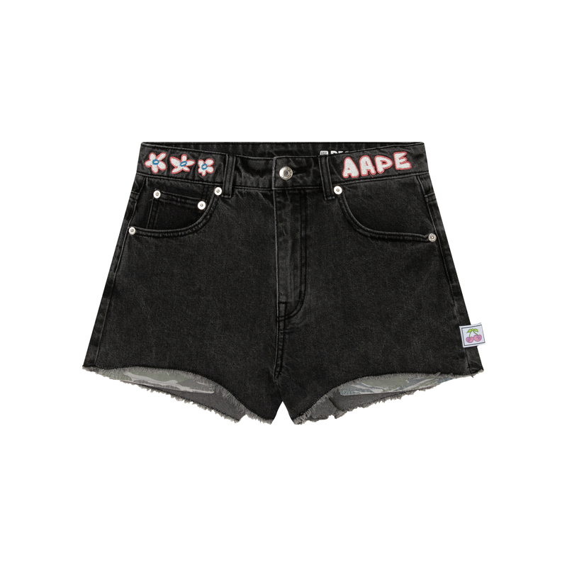 

Женские джинсовые шорты Aape черные, цвет Black BKX