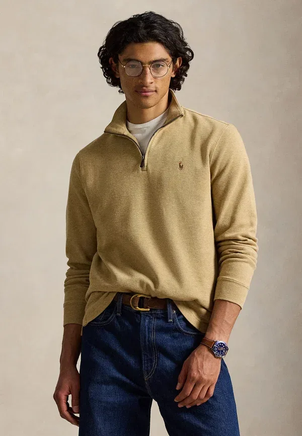 Свитшот с четверть-застежкой-молнией Polo Ralph Lauren Estate Rib, цвет кофе с молоком