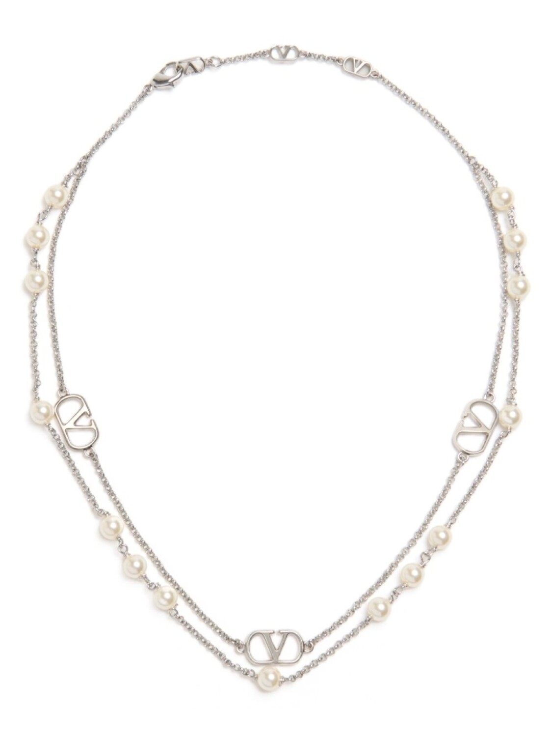 

Valentino Garavani колье с логотипом VLogo Signature, серебряный