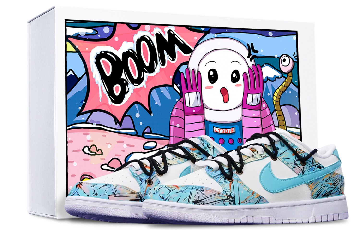 

Кроссовки Nike Dunk Skateboard Shoes Women's Low-Top Blue White, Синий, Кроссовки Nike Dunk Skateboard Shoes Women's Low-Top Blue White