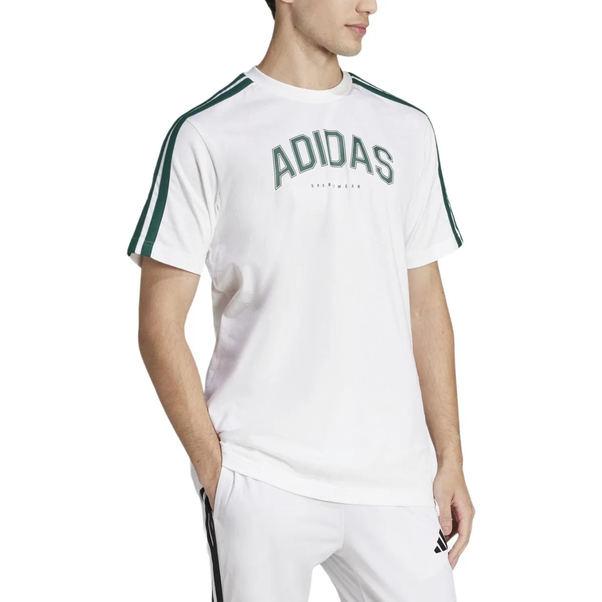 Футболка мужская белая crew neck Adidas, White — фото 4