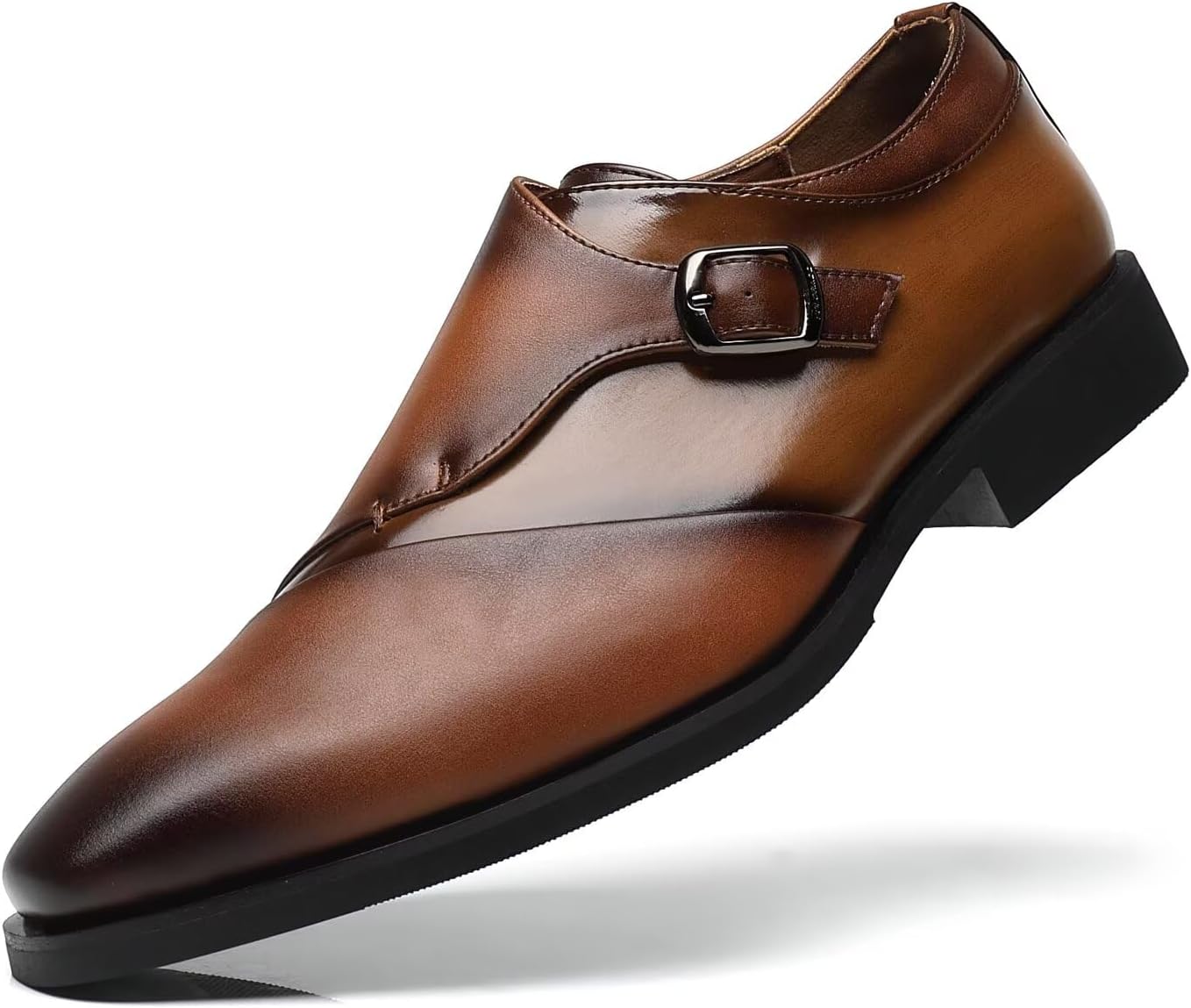 

Мужские классические лоферы SANNAX с монк-ремешком, гладкий носок, классические оксфорды для официальных мероприятий, бизнеса и свадеб, коричневый