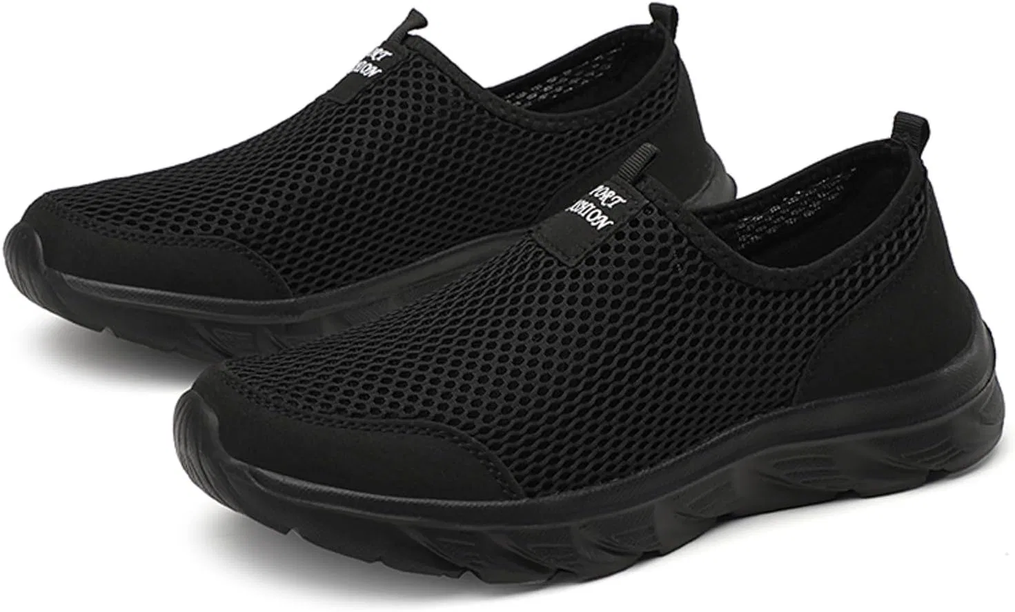 Спортивные кроссовки Herren Mesh Atmungsaktive Sommer Sneaker Бег Теннис Straßenlaufschuhe Bequeme Weich Laufschuhe Фитнес-студия Слипоны Turnschuhe Бег трусцой Walkingschuhe Wander Schlüpfen Schuhe Generic, Schwarz — фото 4