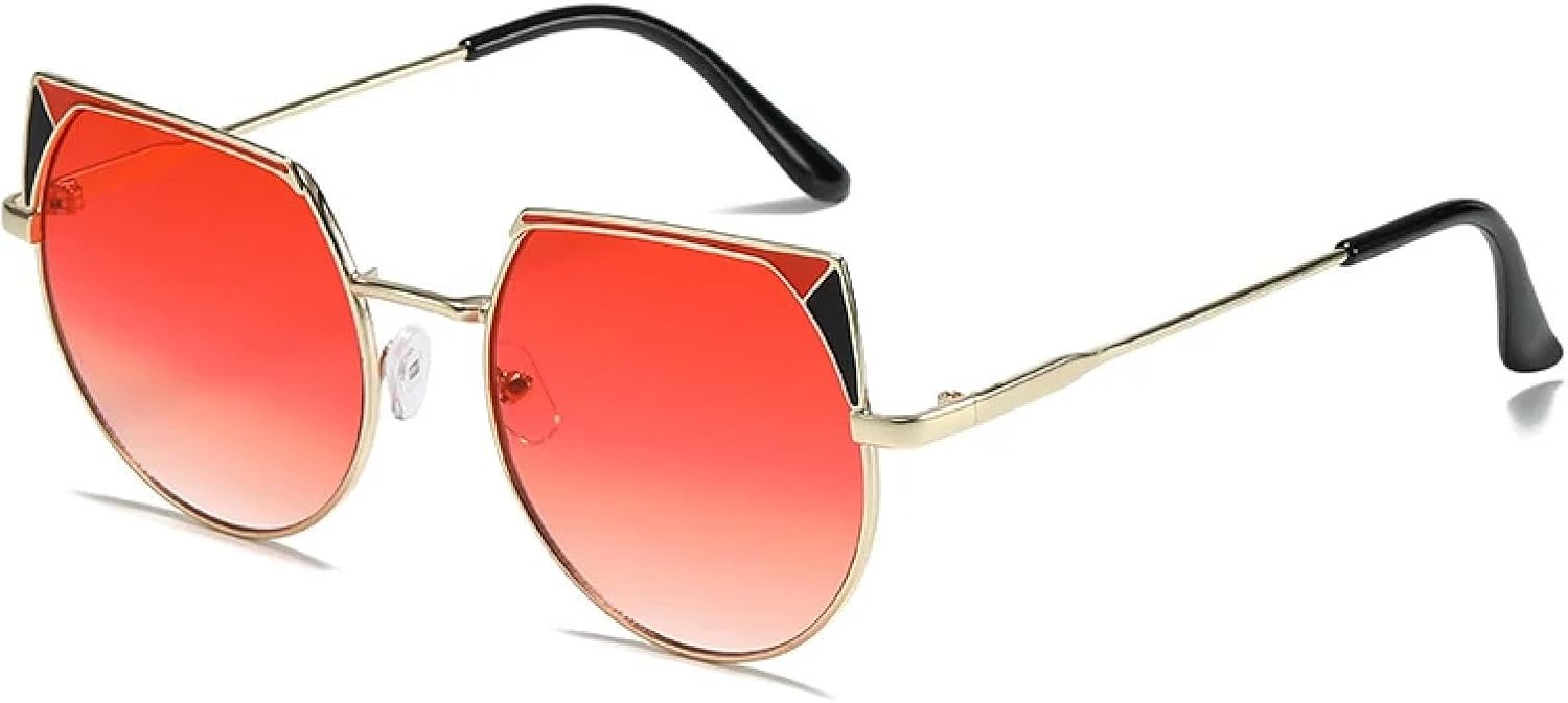 

Винтажные солнцезащитные очки для женщин и мужчин, модные металлические очки для путешествий и вождения, женские очки с защитой от УФ-излучения UV400 TKKTLLT, Gold Gradient Red