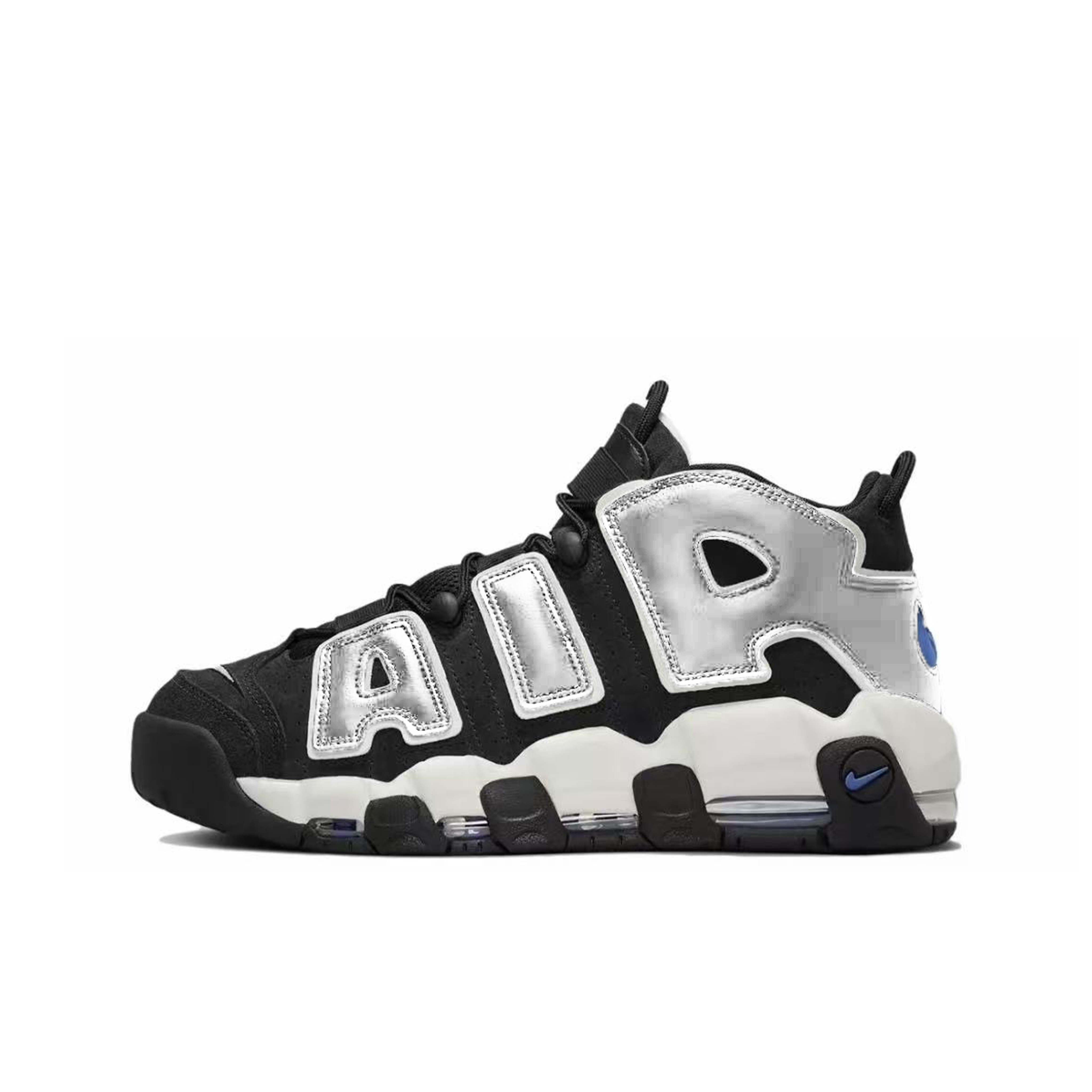 

Баскетбольные кроссовки Air More Uptempo Moonlight Dance, износостойкие, винтажные, среднего размера, мужские, черно-серебристые Nike, Black Silver