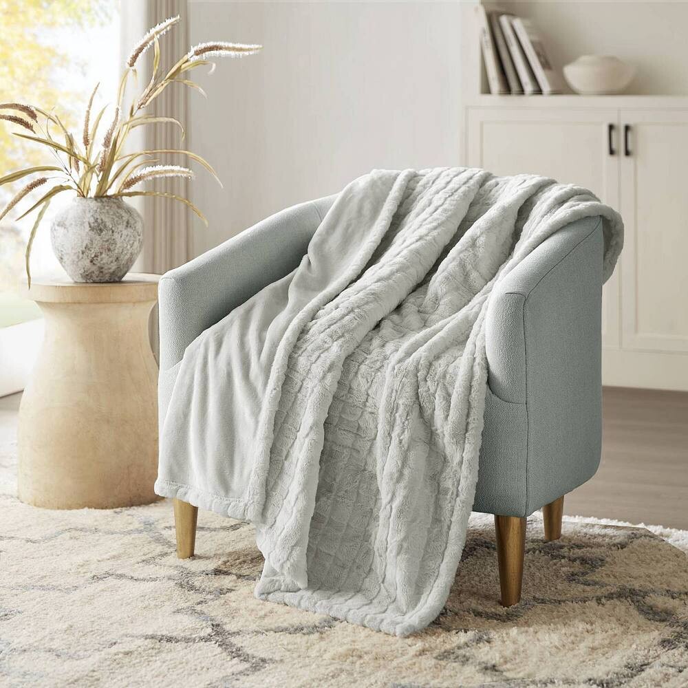 

Большое одеяло Beautyrest Marselle из искусственного меха с электрическим подогревом, серый