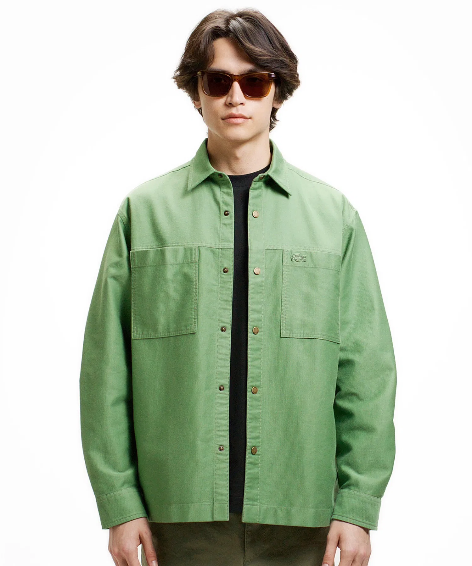 Мужской хлопковый пиджак LACOSTE светло-зелёный