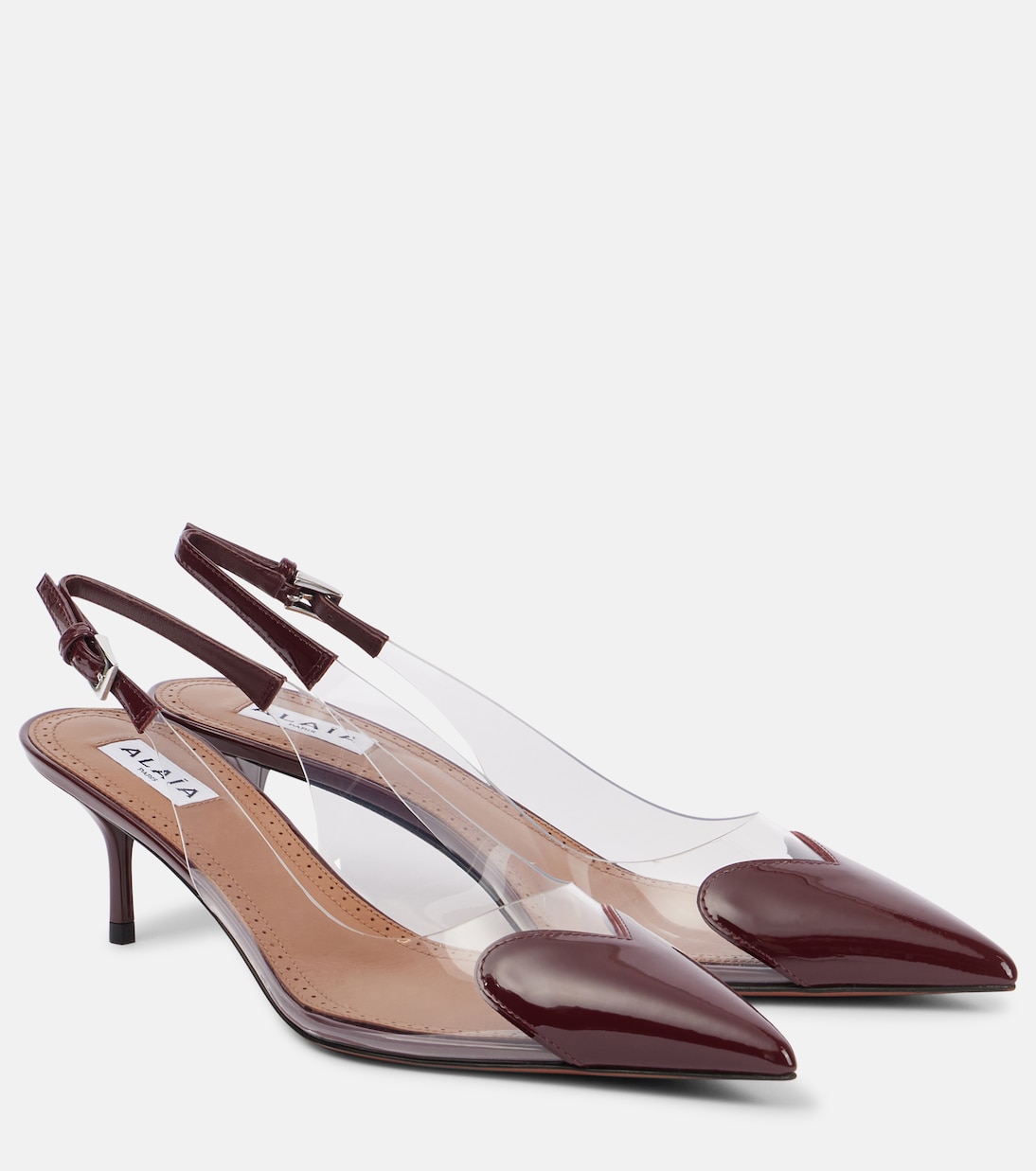 Кожаные туфли-лодочки Le Cœur с ремешком на пятке Alaïa, Rouge Grenat