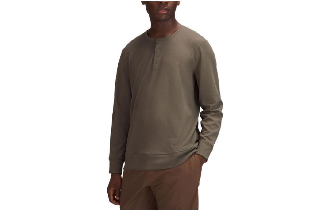 

Мужская толстовка с круглым вырезом и рваным краем, средней толщины, стандартного размера Lululemon, carob коричневый