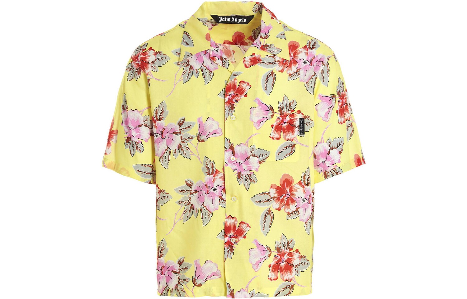 

Рубашка для боулинга с цветочным принтом «Гибискус» Palm Angels, желтый