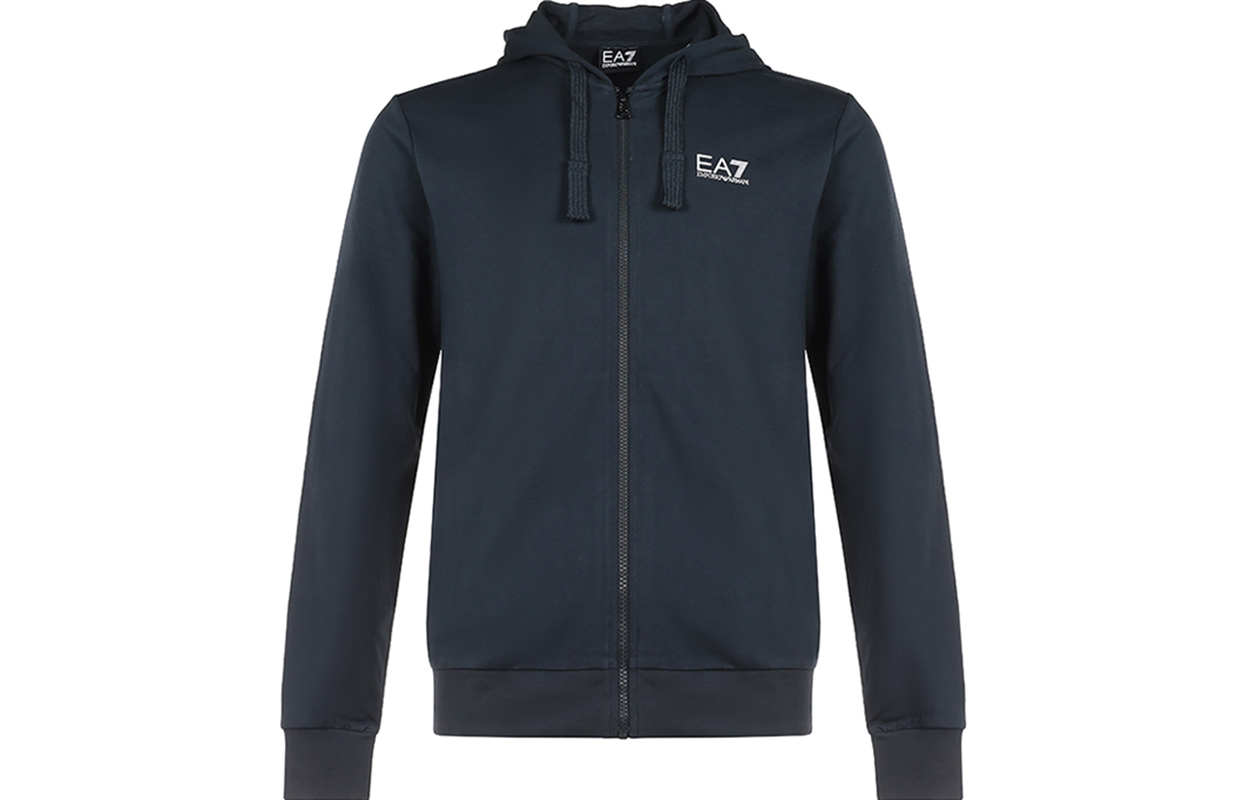 

Толстовка с капюшоном на молнии и принтом логотипа EMPORIO ARMANI, синий