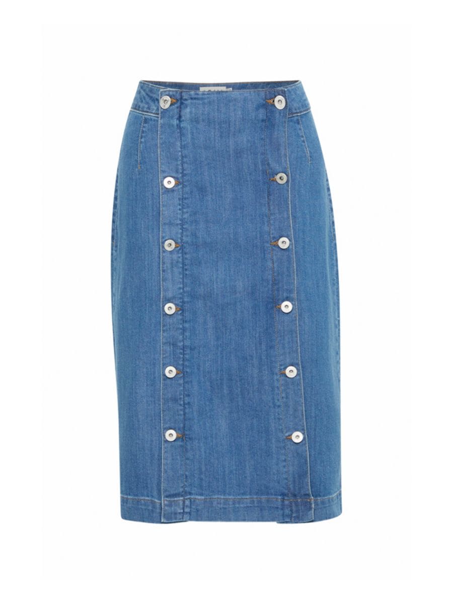 

Юбка из эластичного хлопкового денима ICHI, цвет Washed Blue