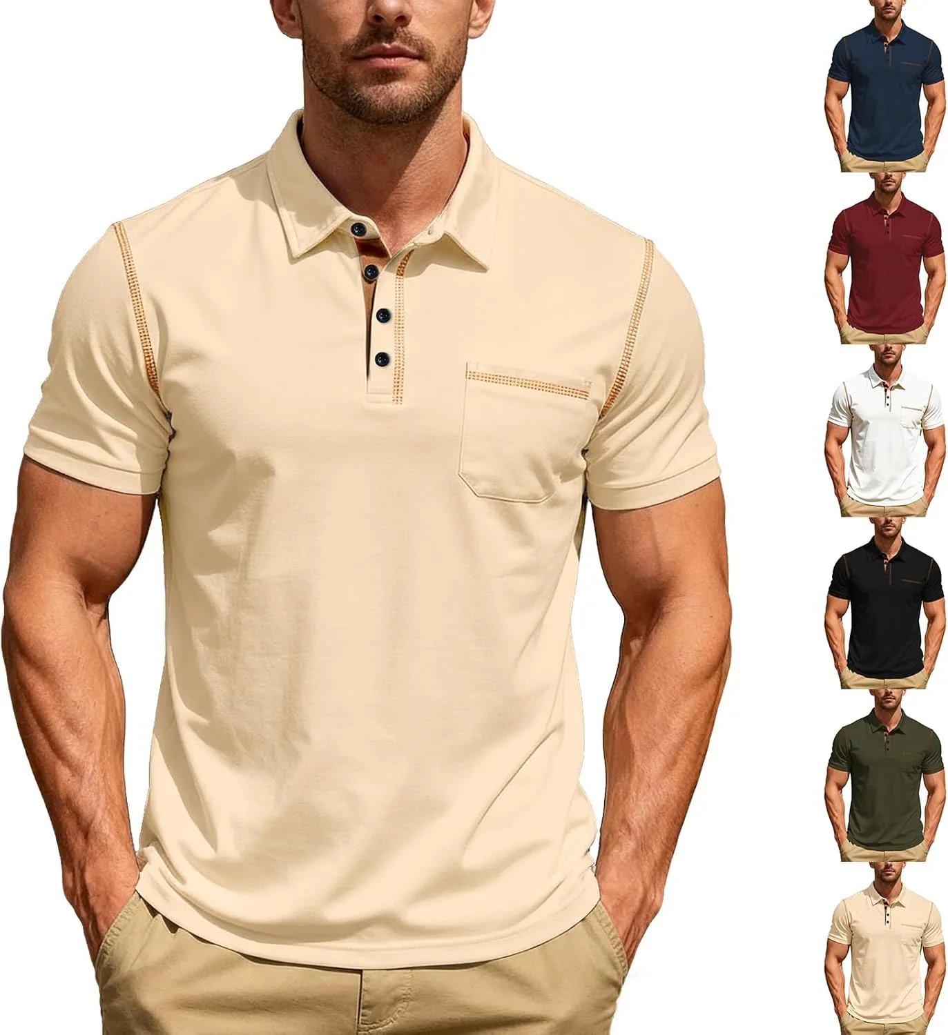 Поли рубашка мужская легкая дышащая slim fit с карманом