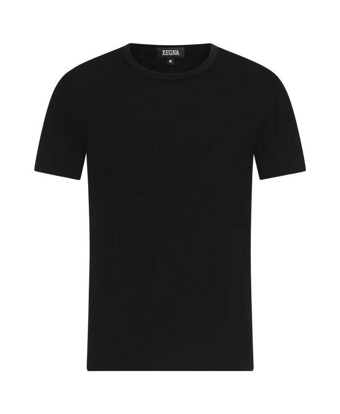 

Ребристая футболка с круглым вырезом Zegna, черный