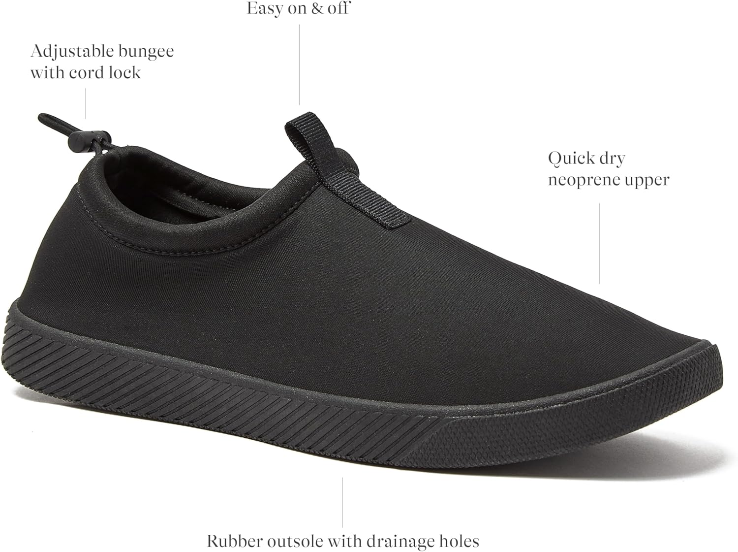 Мужские водные кроссовки Lands' End Slip On, спортивные водные кроссовки из неопрена с быстрой сушкой для пляжа, бассейна или реки с дренажными отверстиями, темно-синий или черный, размер 7-15, водные кроссовки для мужчин — фото 2