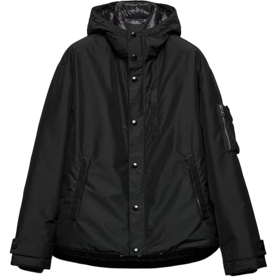 

PRADA Куртка с пуговицами и закругленным низом, Black
