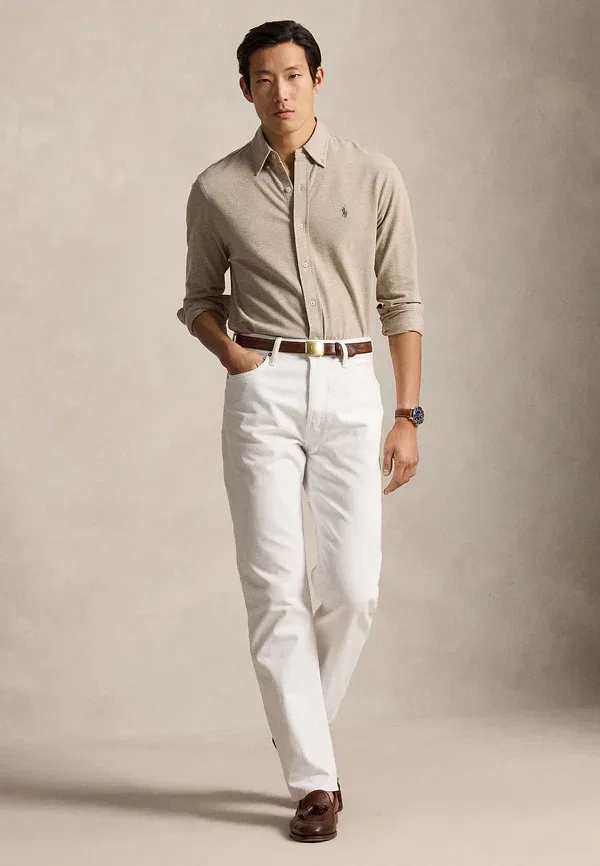 Футболка Polo Ralph Lauren Featherweight Mesh, цвет тусан бежевый хизер — фото 2