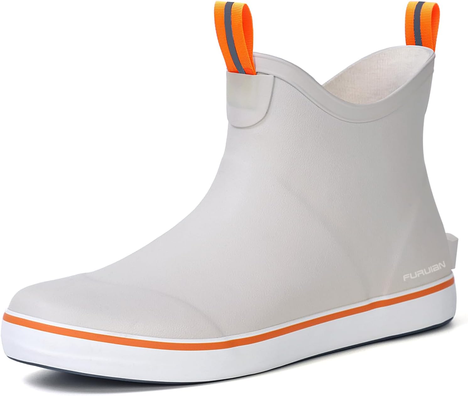

Мужские ботинки Furuian с отделкой Deck, водонепроницаемые ботинки до щиколотки, резиновые рыбацкие ботинки для лодок и парусного спорта, противоскользящие ботинки, садовые ботинки для мужчин, серый