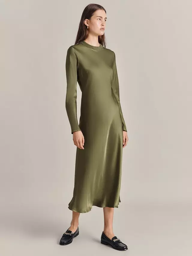 

Платье Ghost Rhea Bias Cut Satin Midi, цвет light/sage