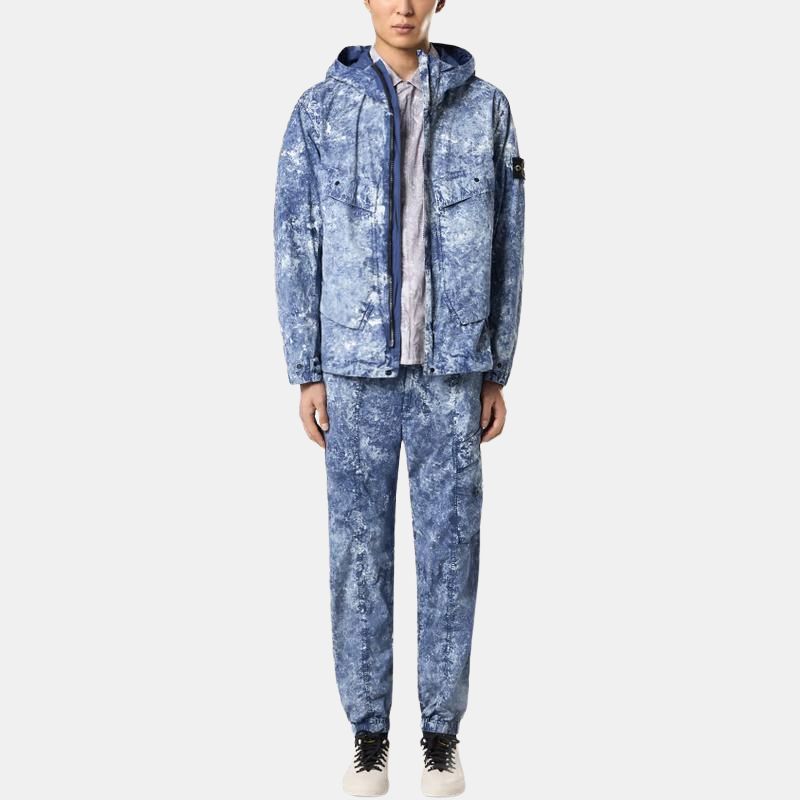 STONE ISLAND Белая пигментная куртка-стрейч с парашютным кроем, Ocean Blue — фото 3