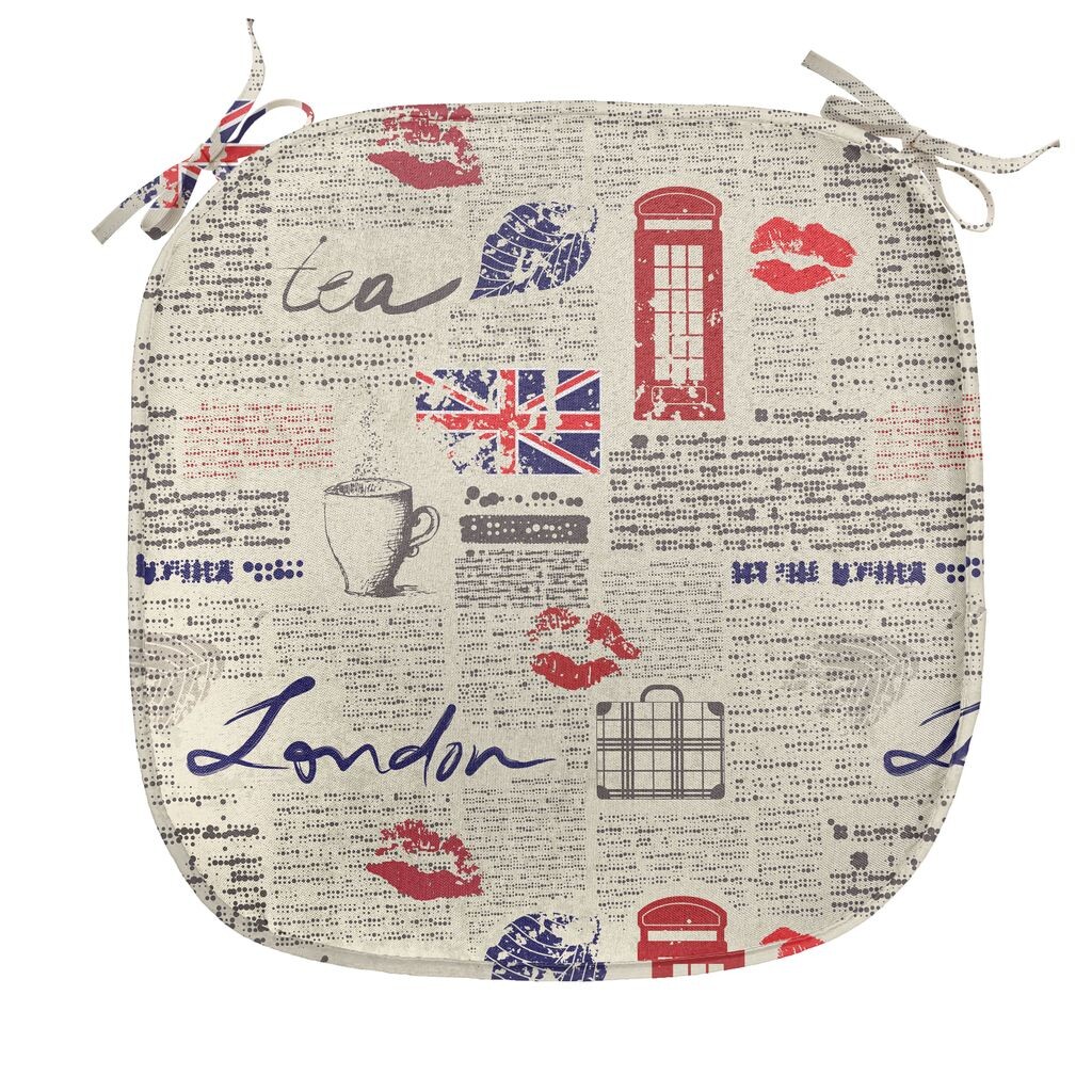 

ABAKUHAUS Чаепитие Обеденный стул Подушка Газета Kiss Marks Декоративная водонепроницаемая подушка с ремнями для кухонных сидений 40 см x 40 см Бежевый Темно-синий Красный