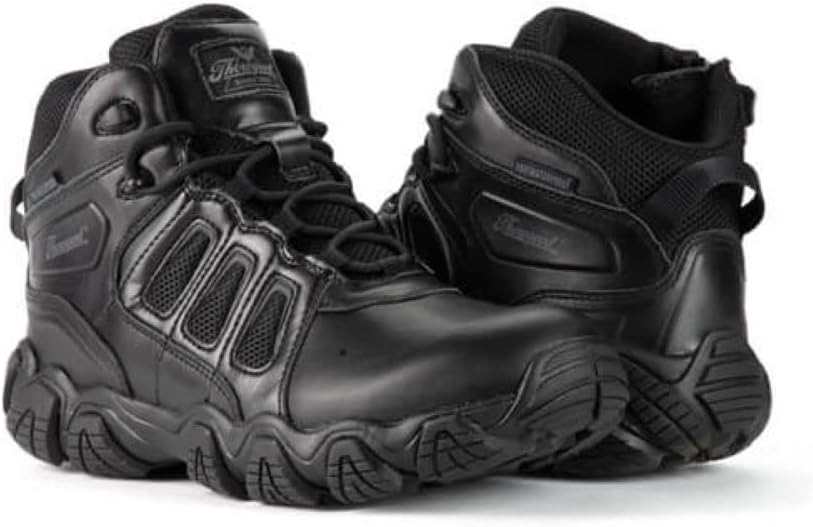 

Мужские тактические ботинки Thorogood Crosstrex 6 водонепроницаемые черные с молнией - дышащая полированная кожа и сетчатый материал, с защитным носком и противоскользящей подошвой; соответствует стандарту ASTM