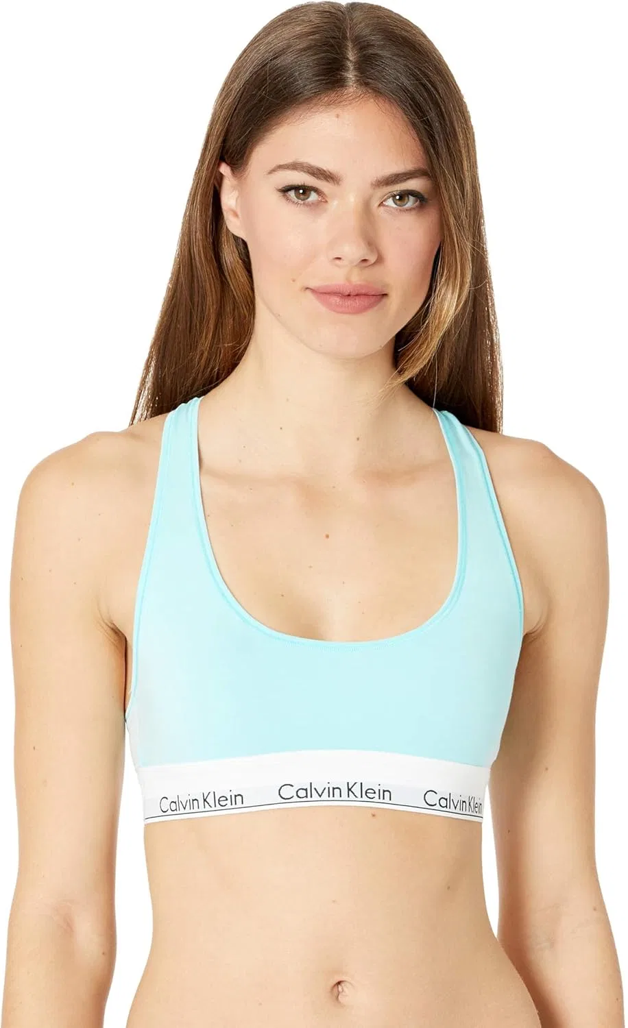 Бюстгальтер Calvin Klein Womens Modern Cotton Unlined Wireless Bralette, нежно-голубой