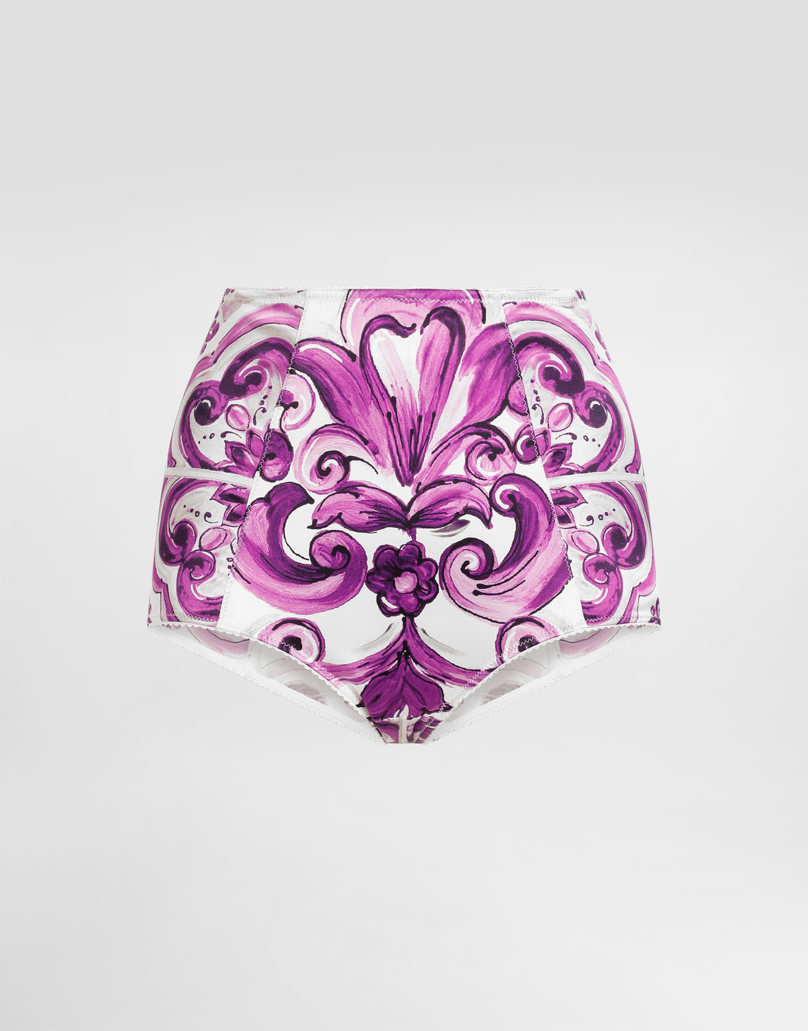 

Трусики из эластичного атласа с принтом «майолика» Dolce & Gabbana, мультиколор