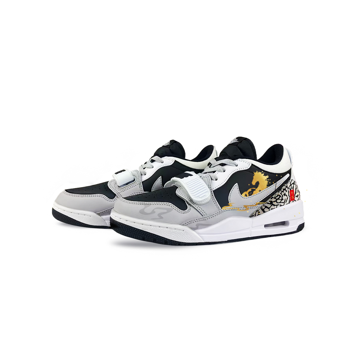 Jordan Legacy 312 Horse Gold Texture Low top детские баскетбольные кроссовки Black White Unisex — фото 4