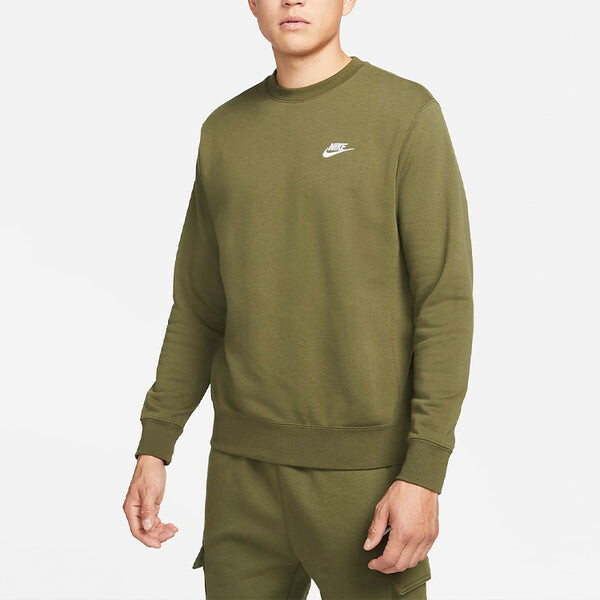 Толстовка Nike Sportswear Club French Terry Logo Sweatshirt 'Olive Khaki', зеленый — фото 4