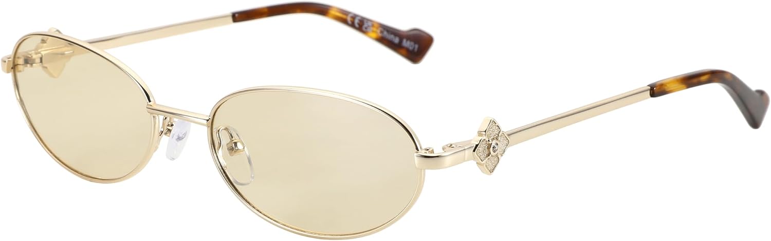 

Женские солнцезащитные очки ZENOTTIC Fashion Oval: поляризованные, с защитой от УФ-излучения UV400, в стиле ретро Y2K с металлическим оправой, идеально подходят для путешествий и вечеринок, Gold Frame Tea Lens