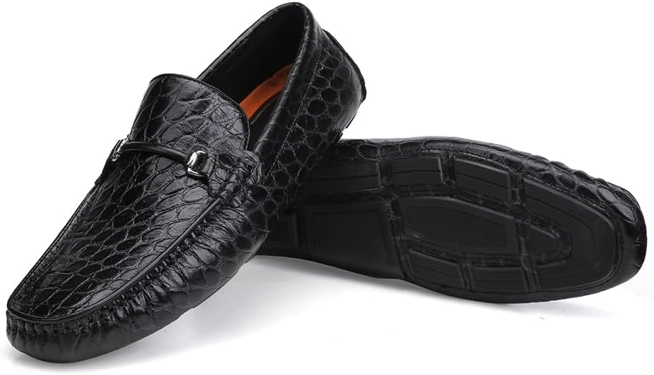

Мужские кожаные мокасины с узором под крокодила, слипоны, повседневная обувь для мужчин, свадебные, для деловых вечеринок и банкетов, кожаные лоферы Generic, черный