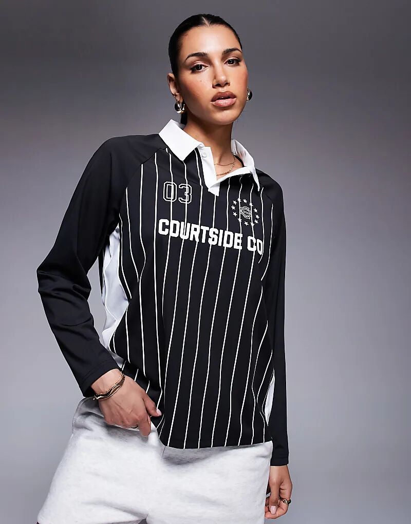 

Спортивный топ Courtside с длинными рукавами и вставкой из логотипа, черный цвет