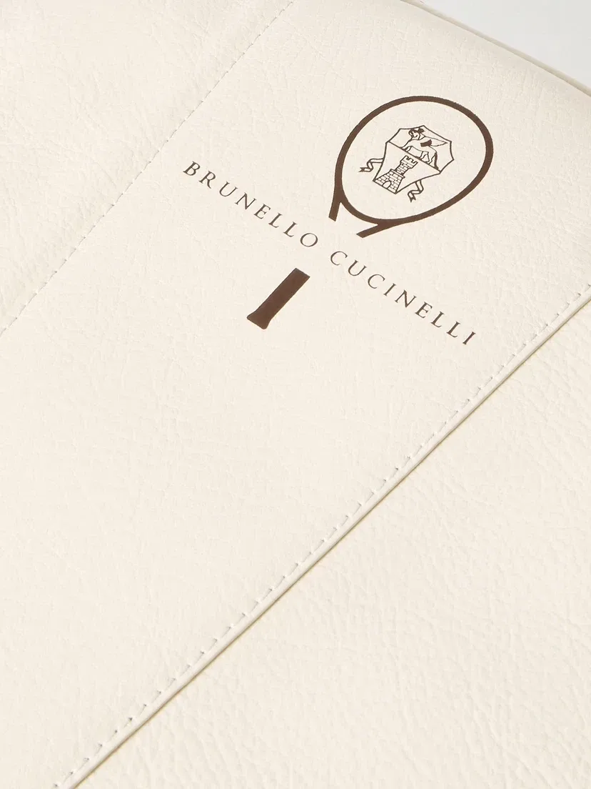 Сумка для теннисных ракеток из кожи и сетки Brunello Cucinelli, белый — фото 4