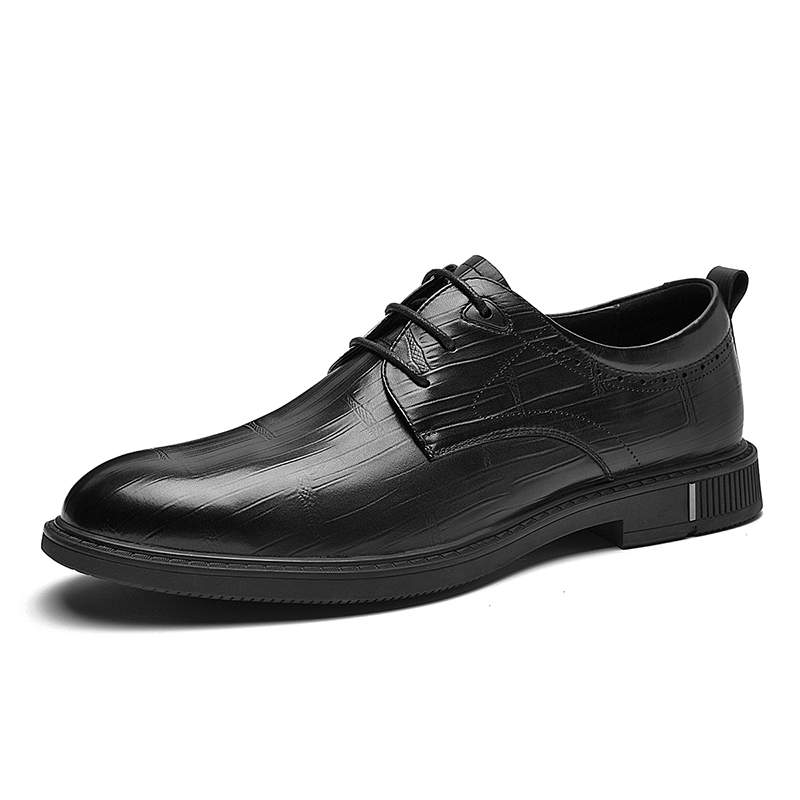 AOKANG Мужские туфли черные дерби, цвет Black (Standard Leather Shoe Size) — фото 3