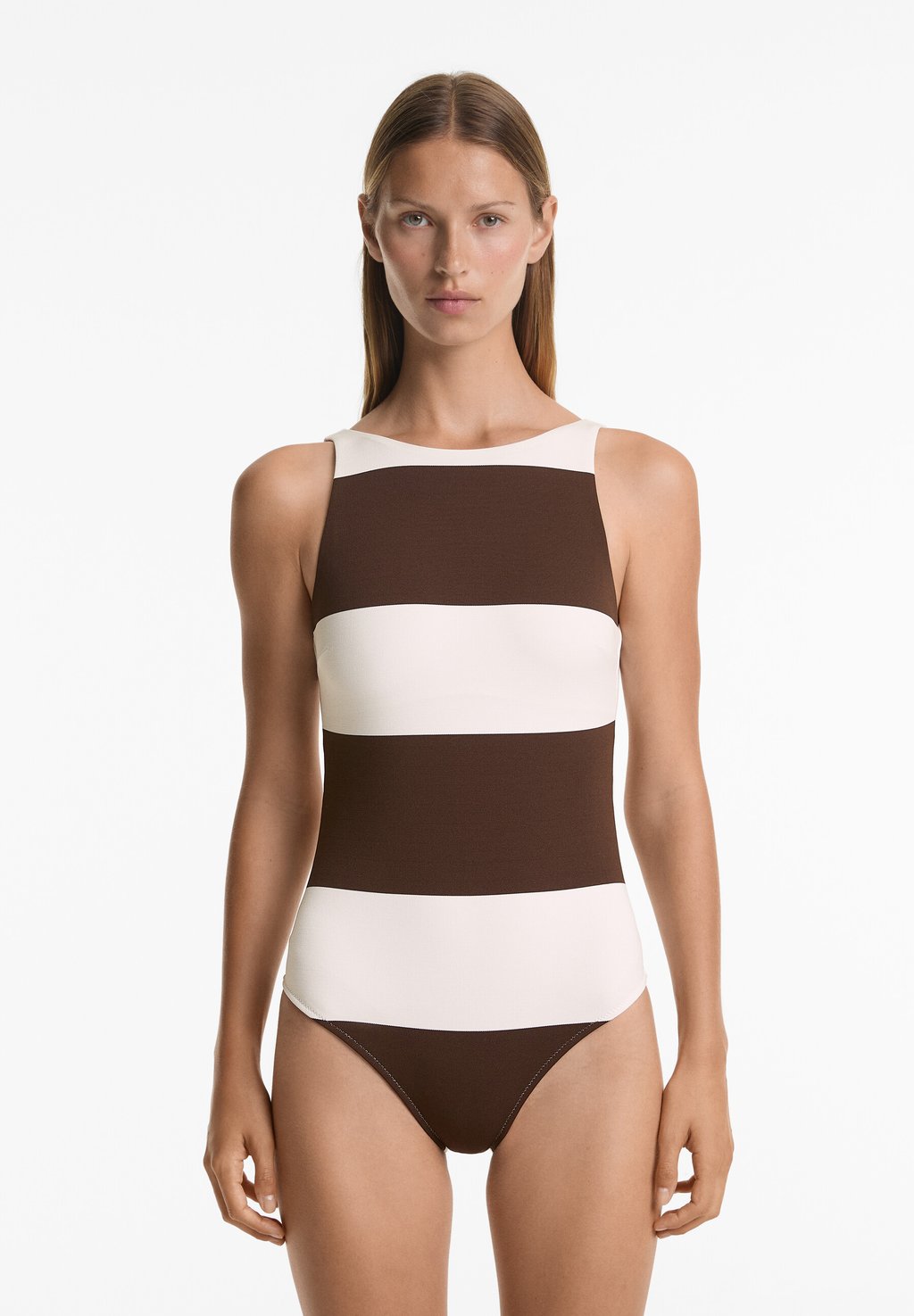 

Купальник STRIPE HALTER OYSHO, коричневый