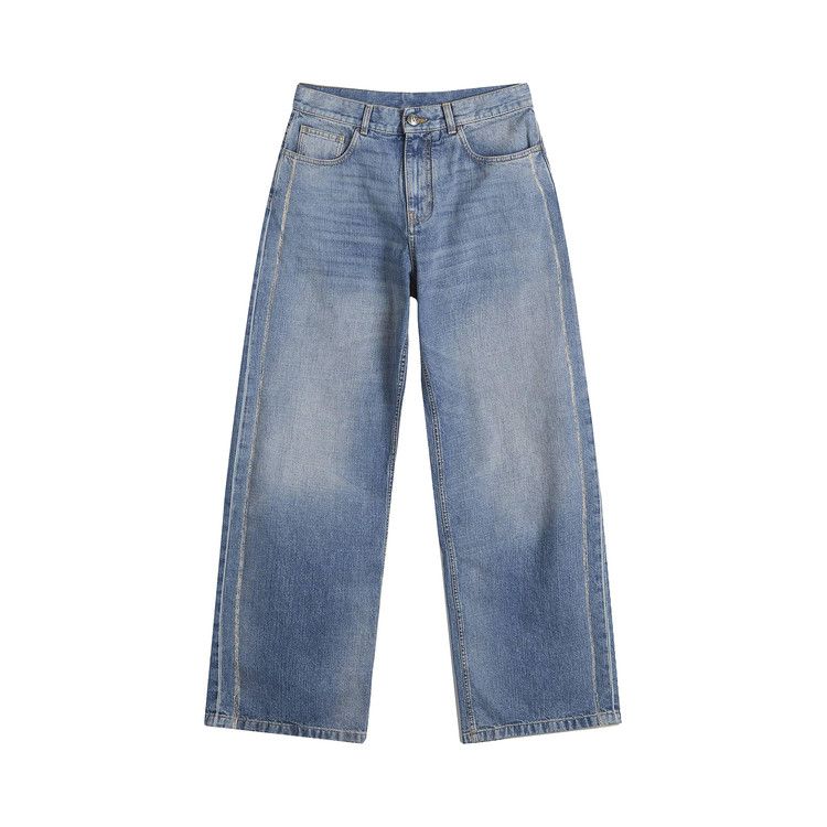 

Джинсы Palm Angels Curved Logo Loose Jeans, Light Blue