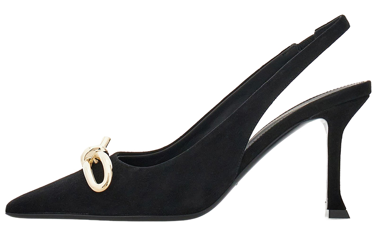 Футболка FERRAGAMO с бантом из кожи на каблуке 85 мм, черная