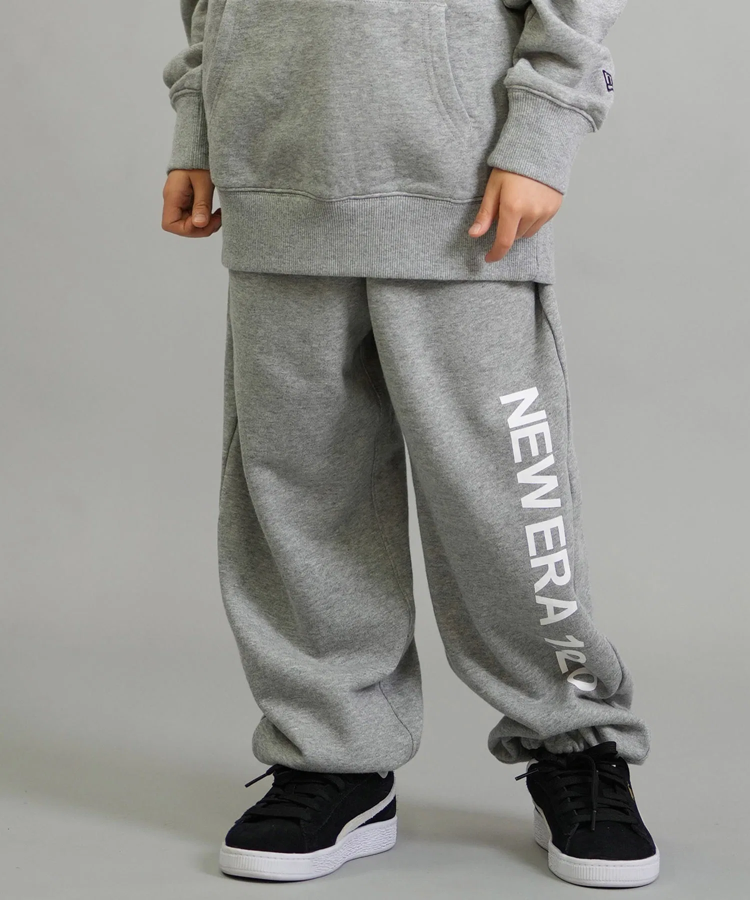 Детские хлопковые спортивные брюки NEW ERA с манжетами серые