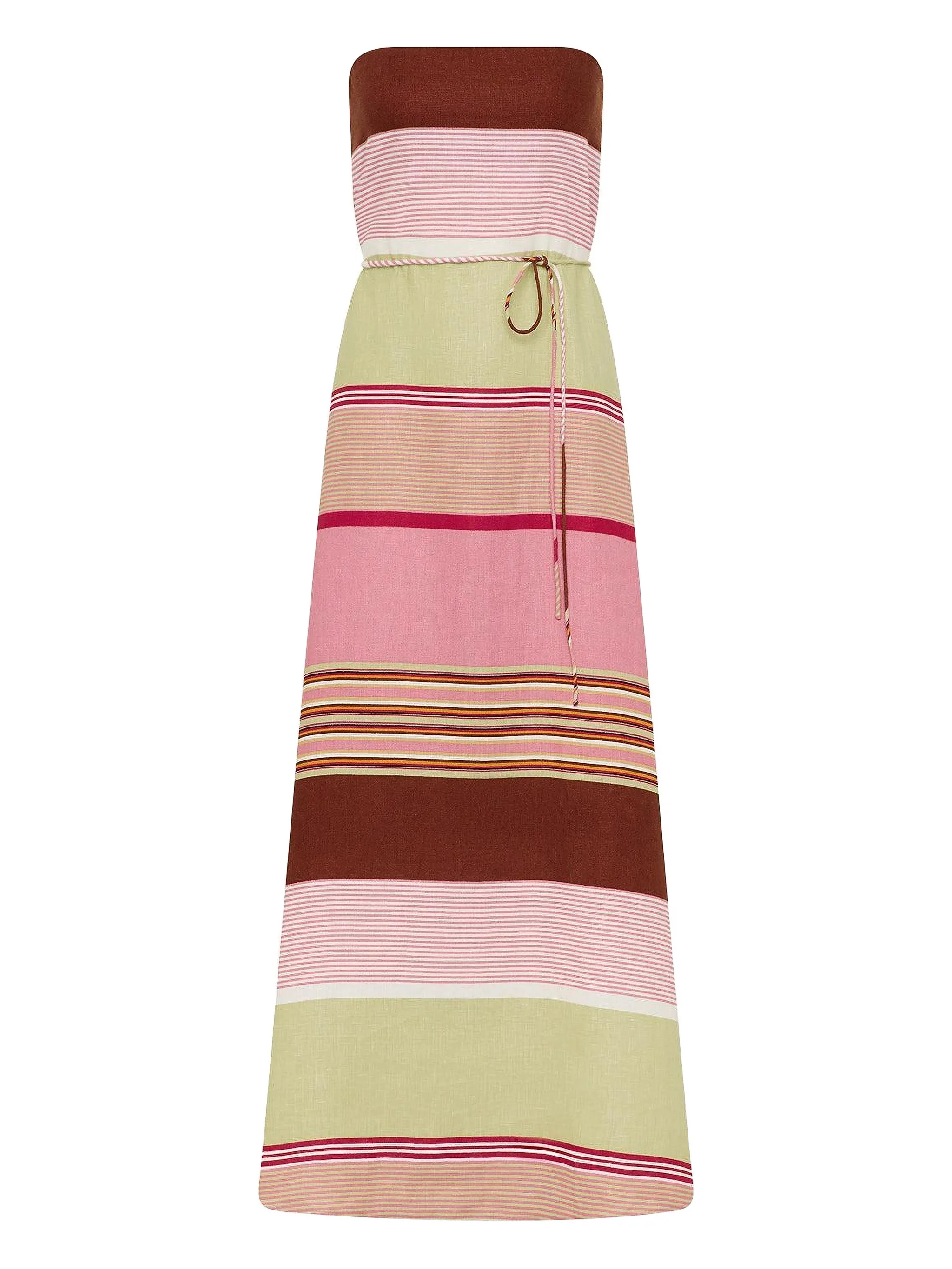 

Платье макси Yolina в полоску Faithfull The Brand, розовый