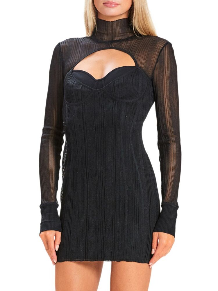 

Сетчатое мини-платье-футляр с повязкой Herve Leger, черный