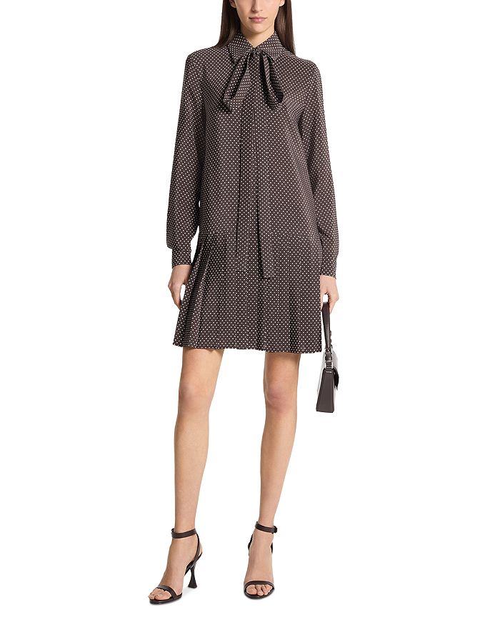 

Плиссированное платье с заниженной талией и бантом Michael Kors Collection, мультиколор