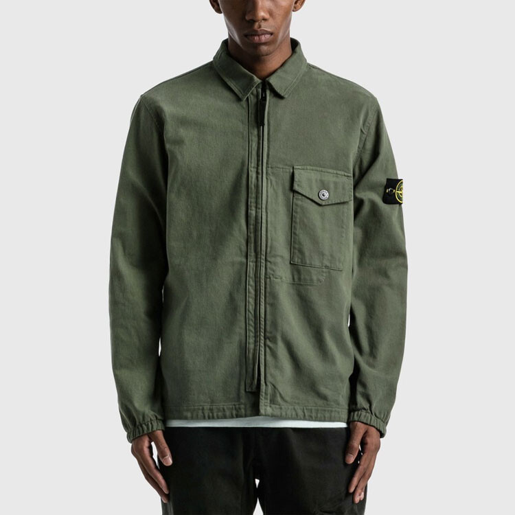 Куртка мужская Stone Island на молнии, зеленый — фото 4
