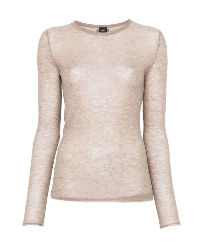 

Бежевый пуловер AW25, стильный дизайн Pinko, бежевый