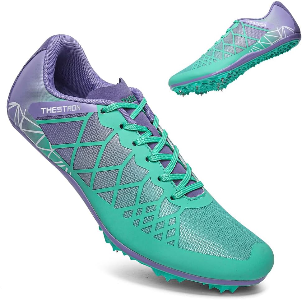 

Профессиональные шипованные кроссовки THESTRON для легкой атлетики для мужчин, женщин и детей, дышащие, для соревнований, прыжков, спринта и бега, пурпурный