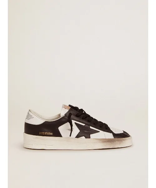 Мужские кроссовки из кожи Stardan GOLDEN GOOSE бело-черные