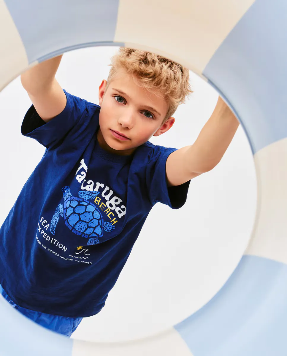 

Футболка для мальчиков с принтом и вышивкой Kids El Corte Inglés, синий