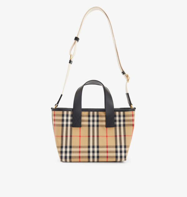 

Детская хлопковая сумка-тоут с принтом в клетку Burberry, бежевый