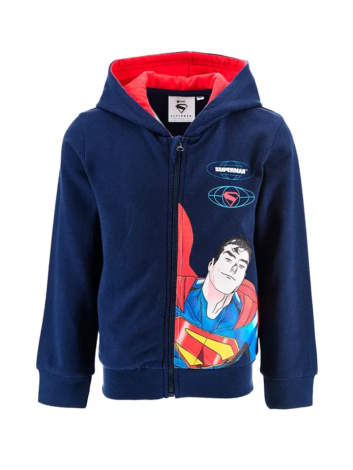 Толстовка с капюшоном, графический принт Superman, темно-синий